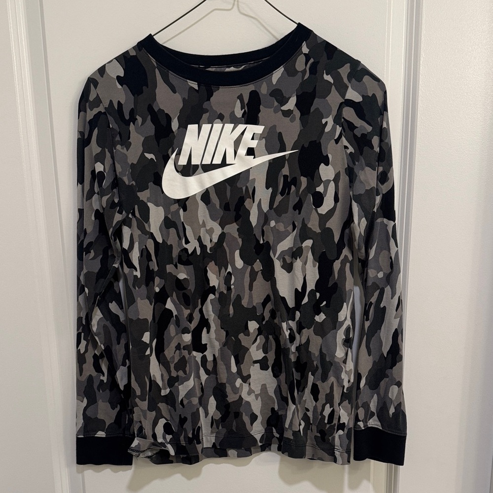 Nike Black Gray Camo Long Sleeve Tee